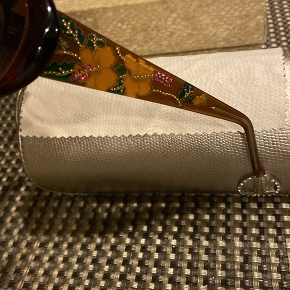 Judith Lieber Handmade Italy Crystal EncrustedTortoiseGold Pink Green Sunglasses main image 10